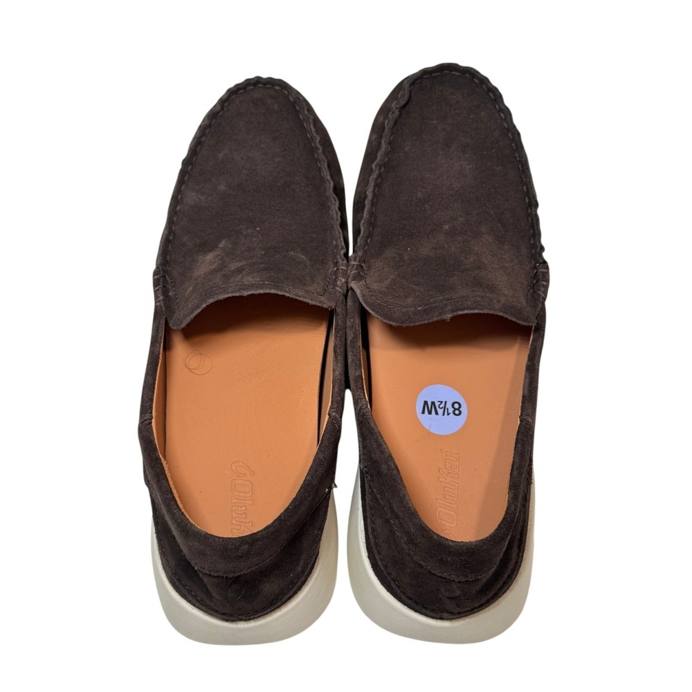OluKai Ka'a Loafer Men's Size 8.5 W Wide Dark Brown Suede Slip-On Shoes NEW - Picture 4 of 8